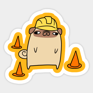 Road Worker Pug Sticker